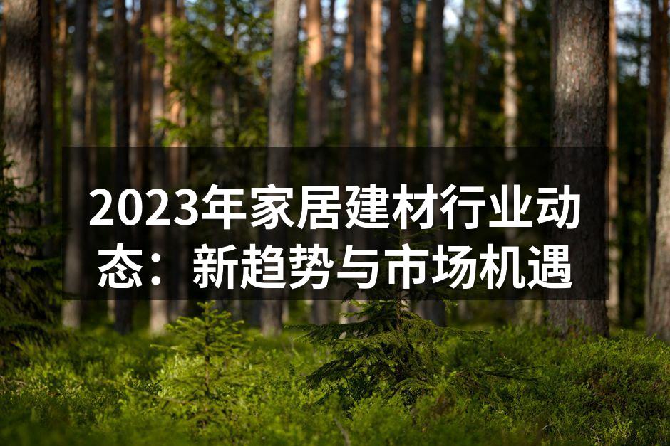 2023年家居建材行业动态：新趋势与市场机遇